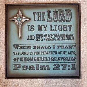 Inspirational Wall Decor with Cross - Blue